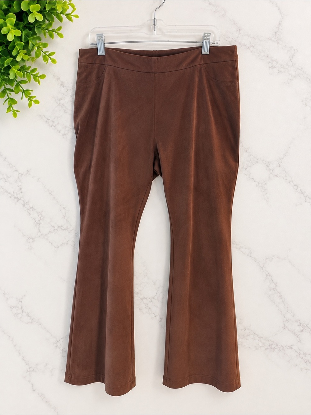 Soft Surroundings 1X Brown Faux Suede Stretch Bootcut Pants